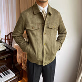 Solid color casual retro coat with a subtle color combination